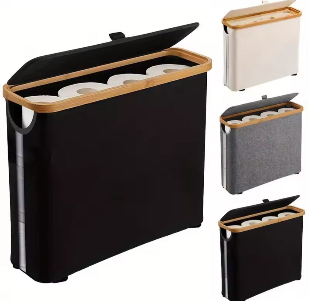 Slim Bathroom Storage Cabinet with Bamboo Lid
