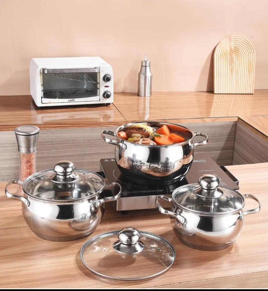 Stainless steel cooking pots - 6pcs set