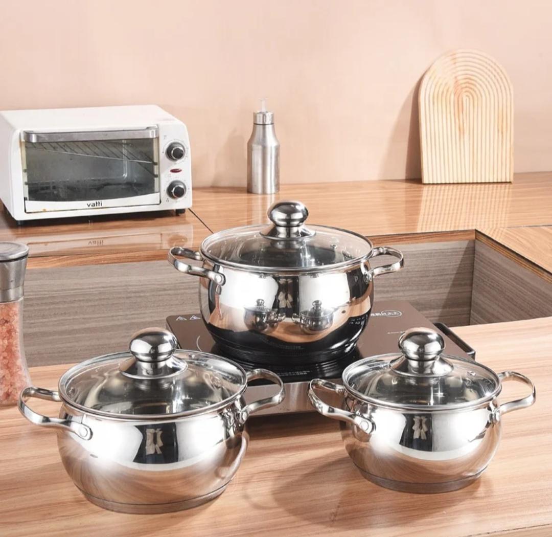 Stainless steel cooking pots - 6pcs set