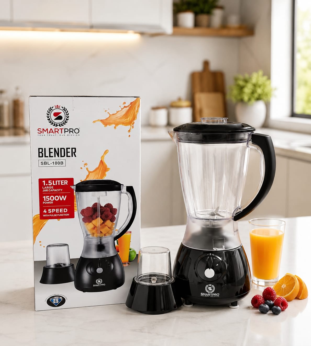 SmartPRO 2-in-1 Blender &amp; Grinding Machine, 1.5L, Black, 1500W, Durable, Easy Clean