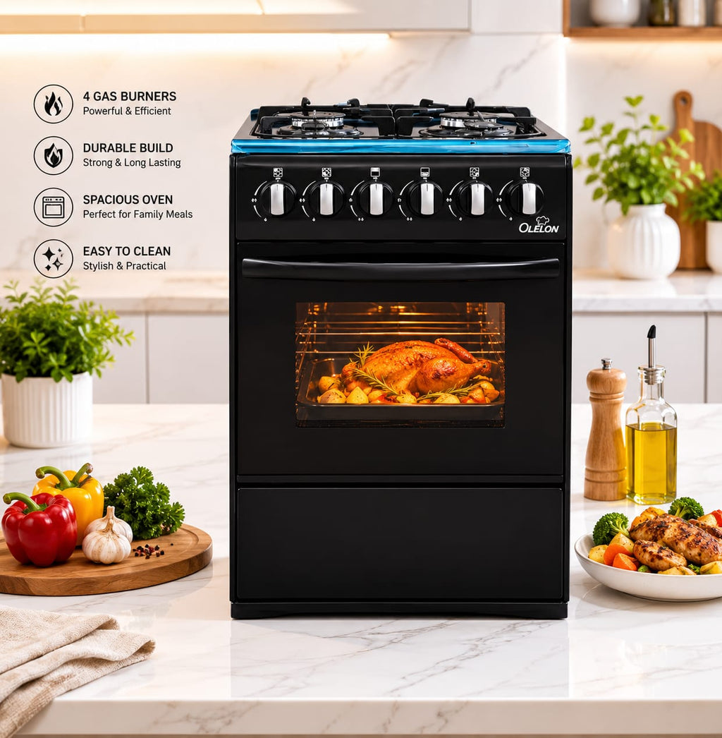 50cm x 55cm, ALL 4 GAS BURNERS Free Standing Cooker with GAS OVEN