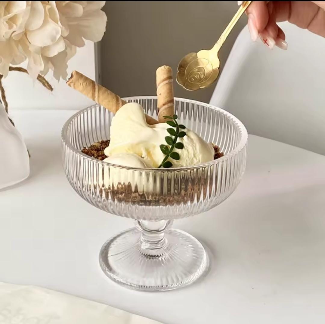 High borosilicate ribbed dessert/ice cream glasses/goblet glasses - 6pcs set