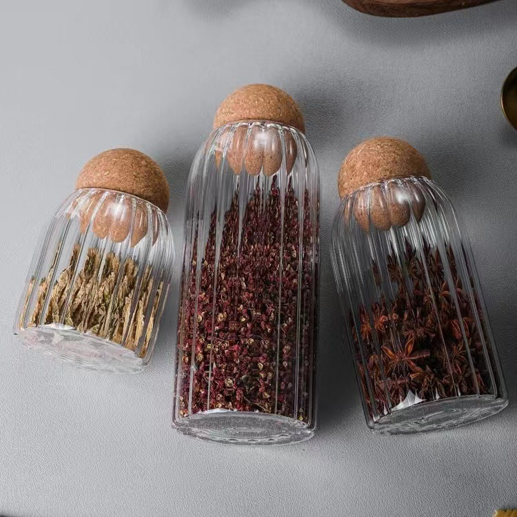 ️3pcs Glass spice jar with bamboo lid