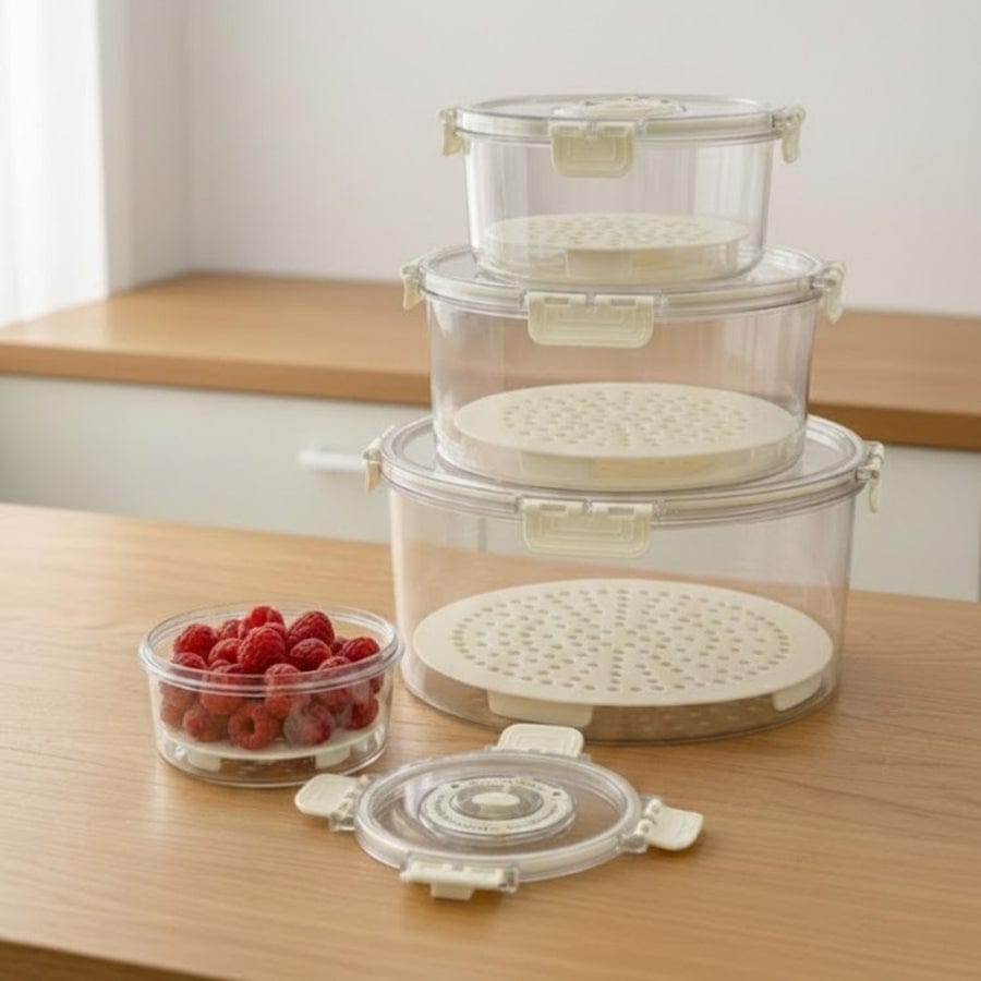 4 pcs circular Food grade eco-friendly moisture proof fridge/freezer  fresh storage containers