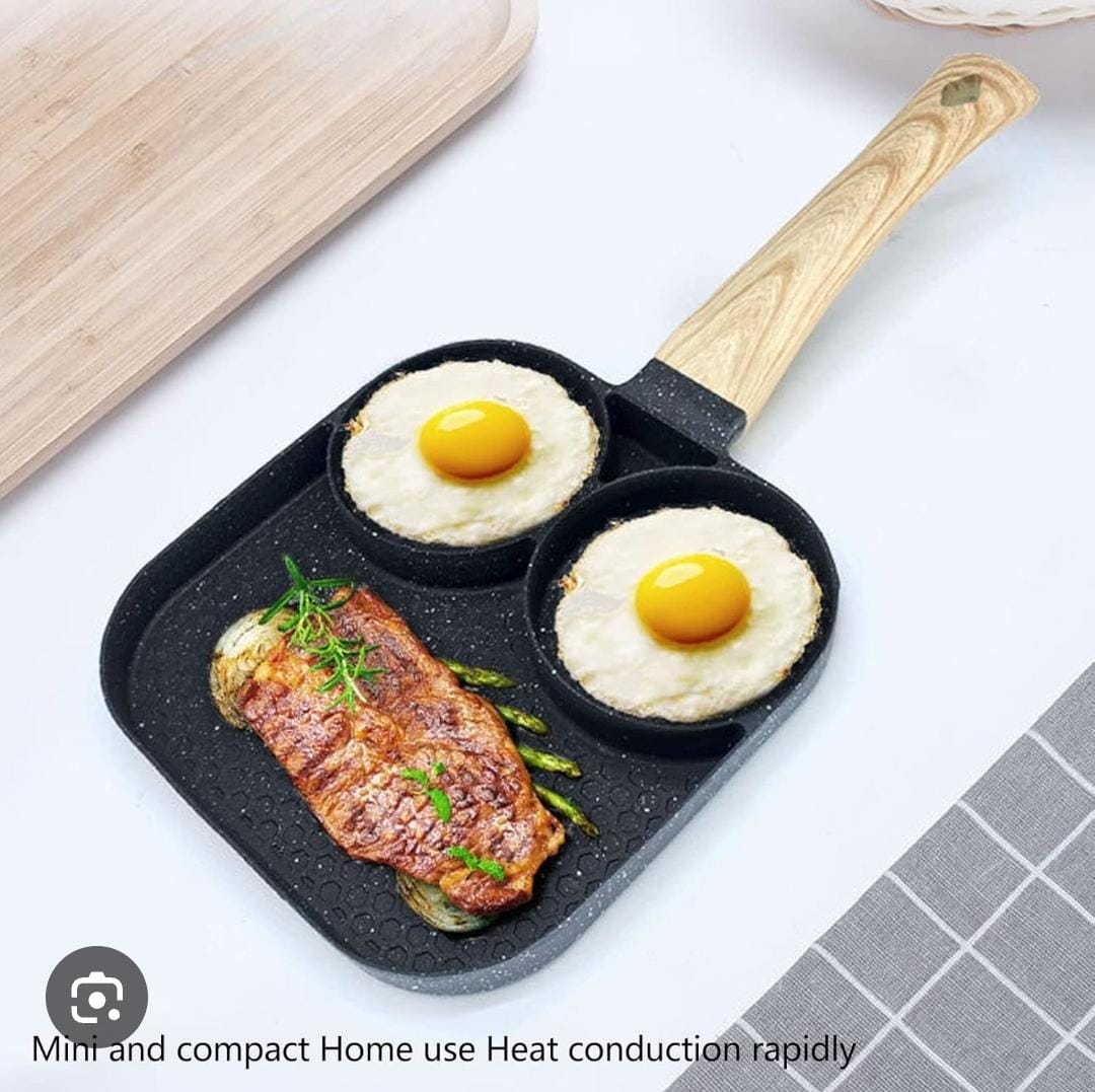 3 compartment non stick breakfast frying pan