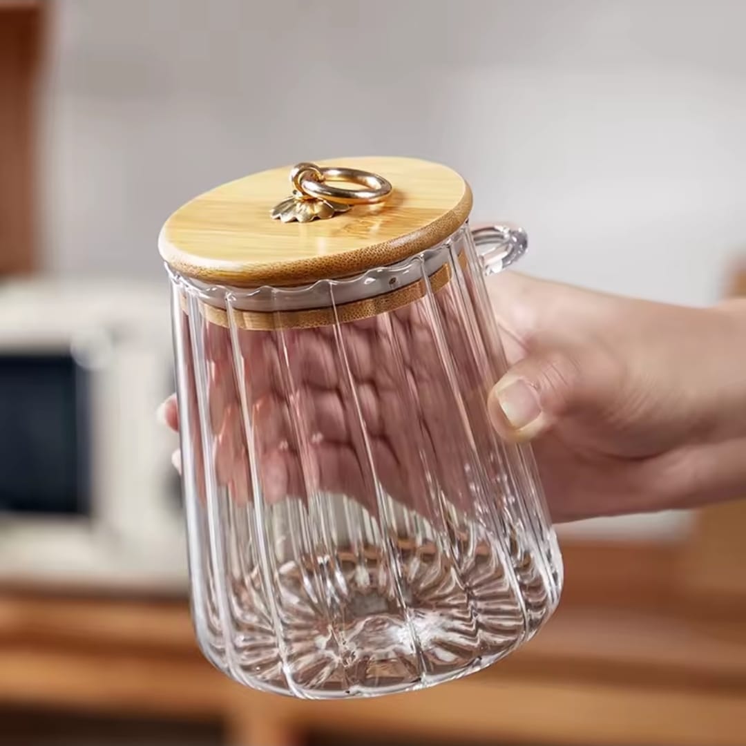 Glass Storage Jar with bamboo Lid/Spoons