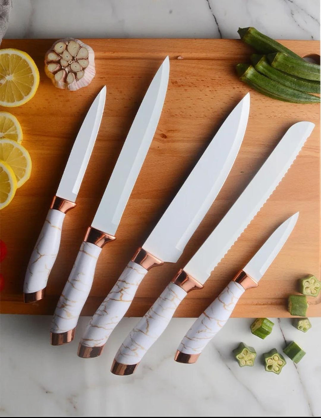 Marble handle  5 pcs Knife set