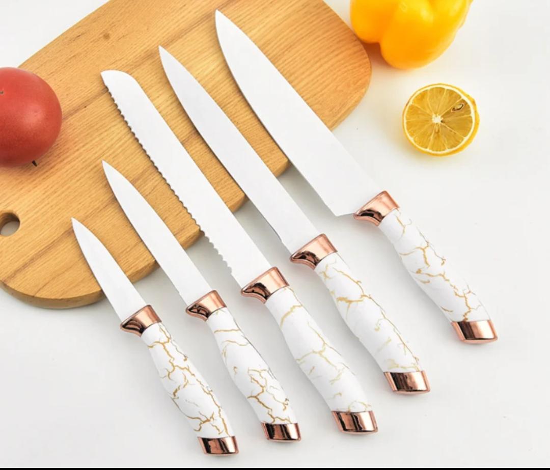 Marble handle  5 pcs Knife set