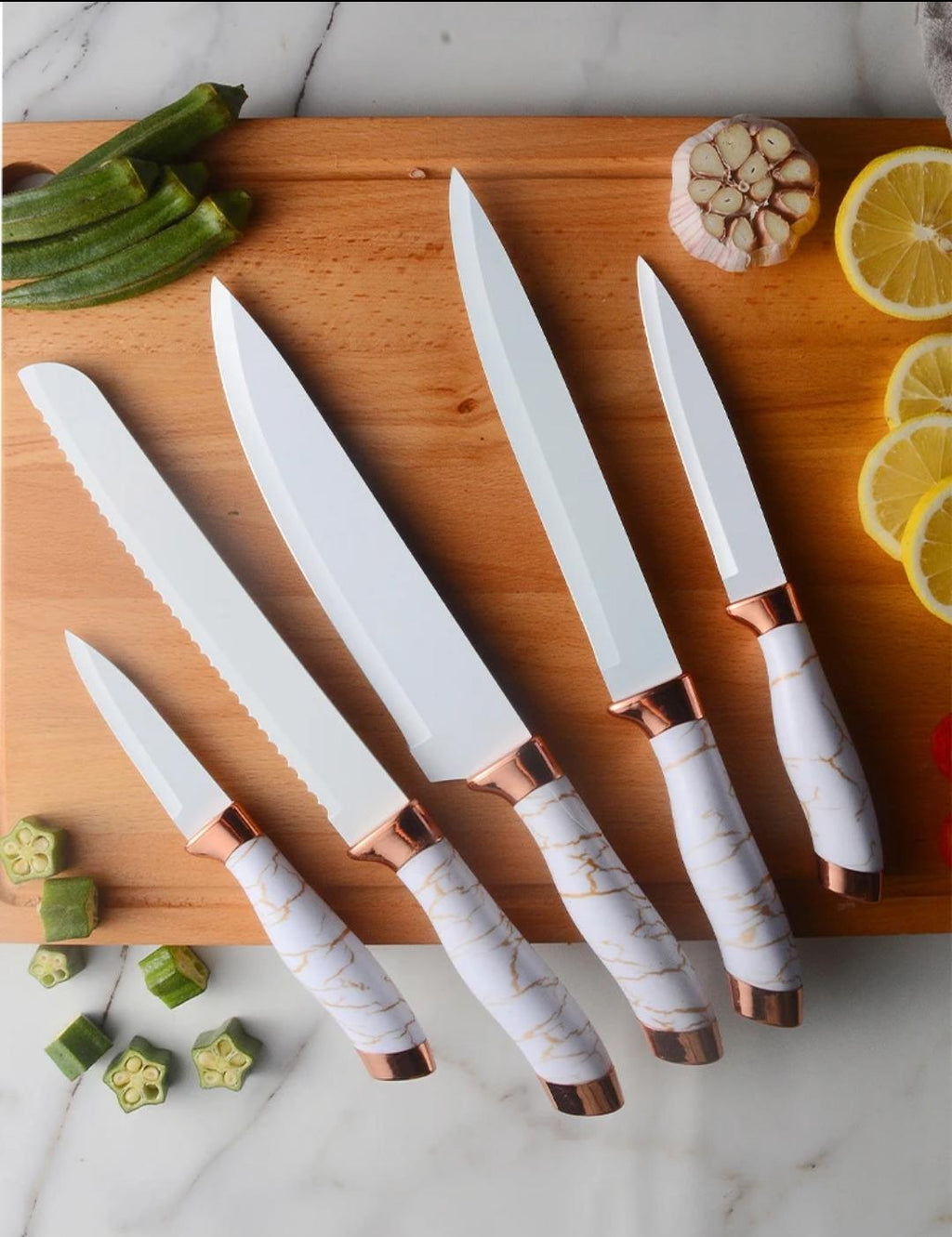 Marble handle  5 pcs Knife set