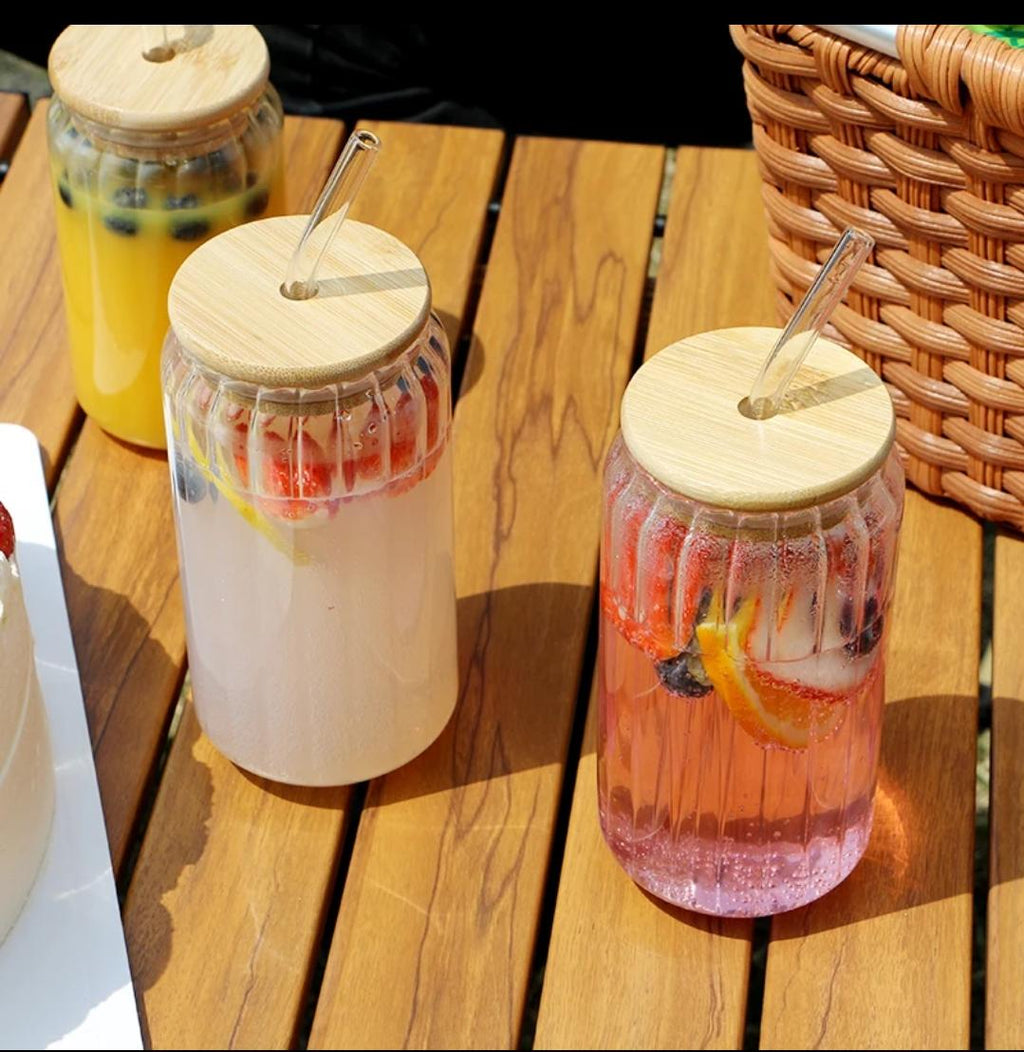Mason jar with bamboo lid