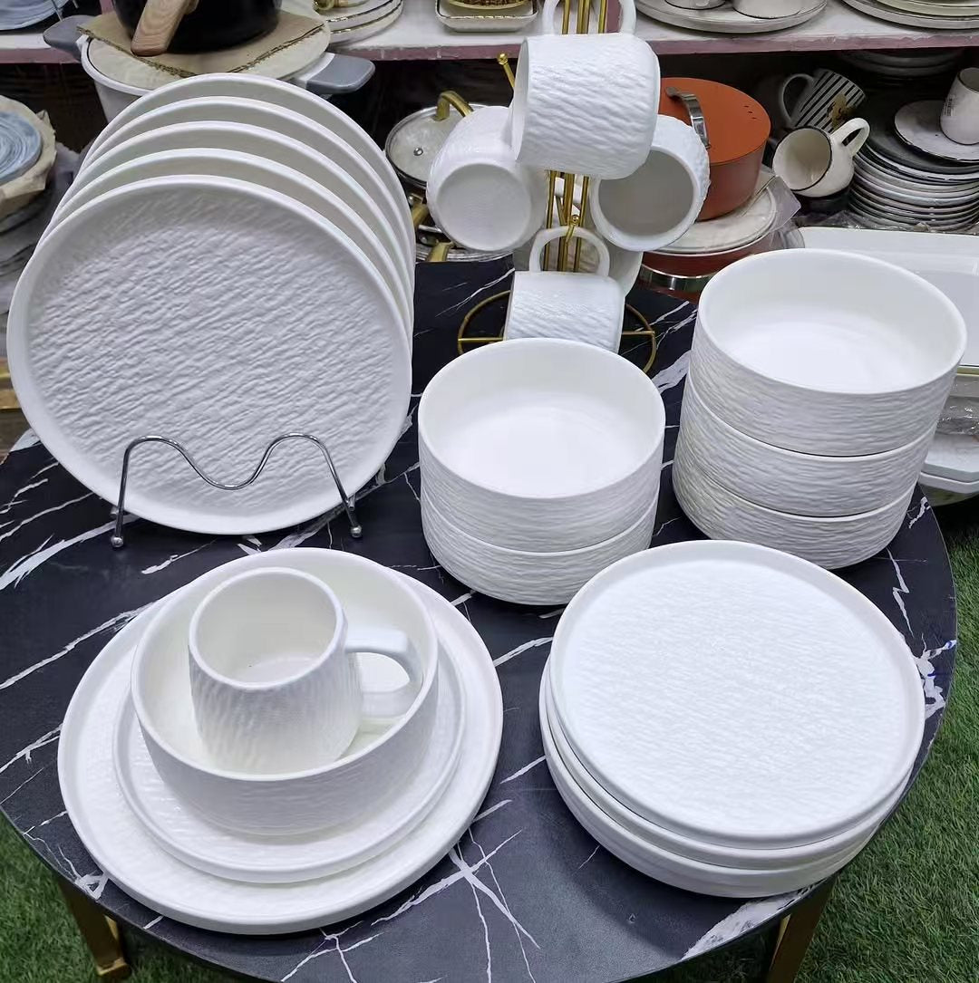 24 Pcs Rock Glazed Ceramic Dinner Set