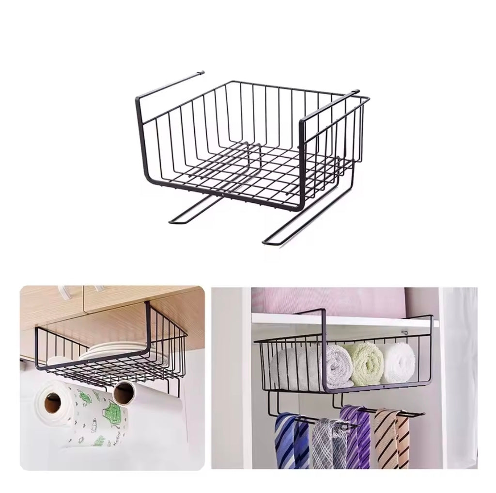 Under Cabinet Closet Kitchen Cupboard Basket Rack