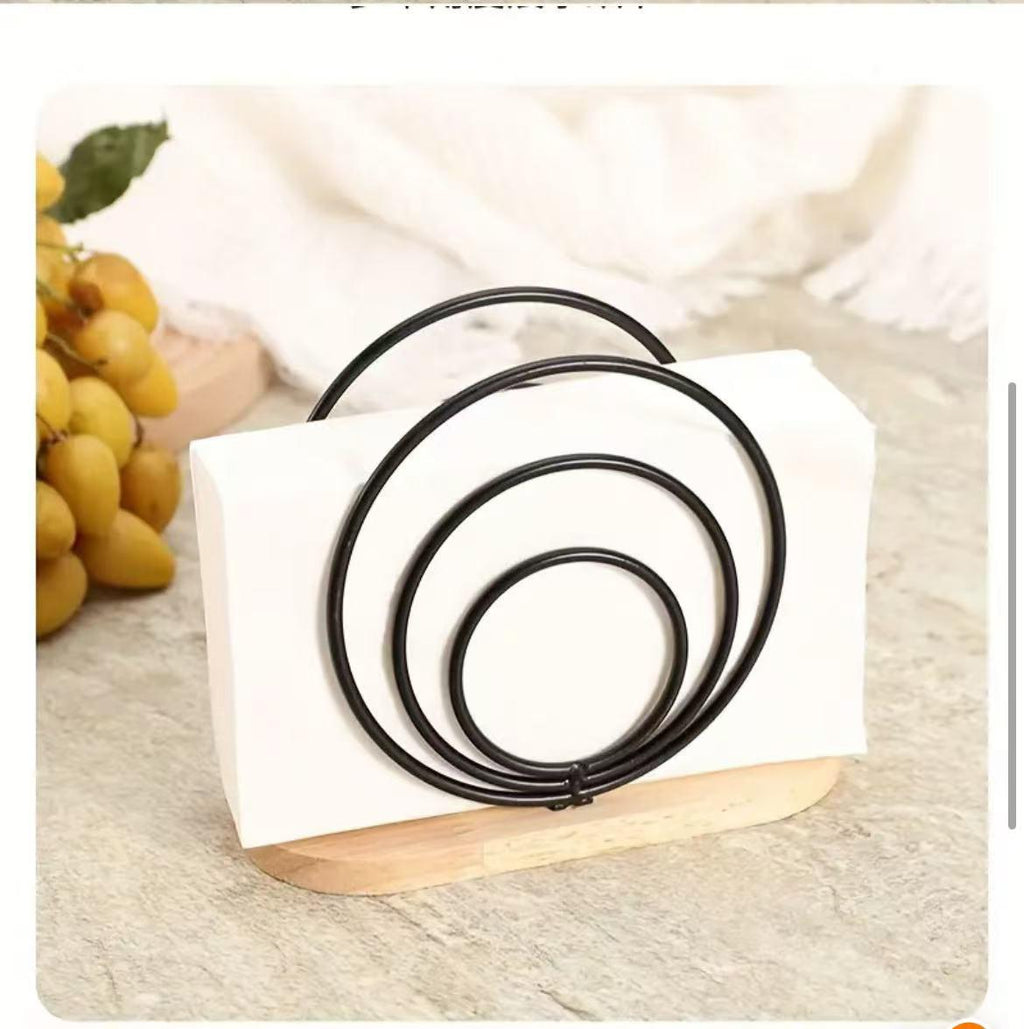 Modern Metal Napkin Holder with Wooden base /ring  serviette holder