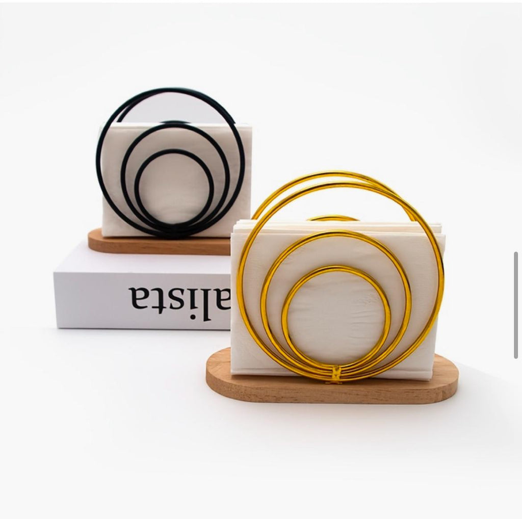 Modern Metal Napkin Holder with Wooden base /ring  serviette holder