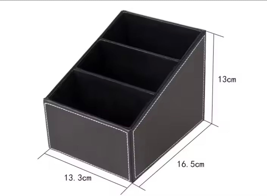 Multi-Compartment Leather Desk Organizer /Remote organizer