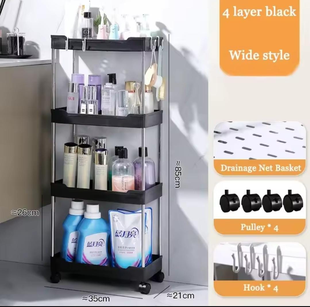Multipurpose storage rack with wheels.