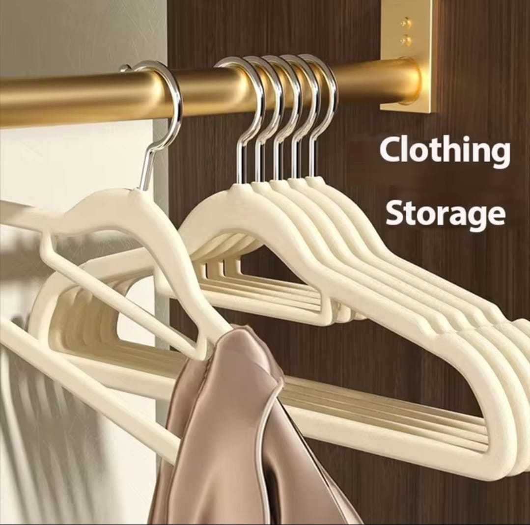 10 pcs Velvet Non-Slip Hangers with Tie Bar - 10pcs set