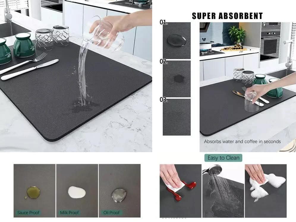 Super absorbent Nonslip Drain  dish drying  mat.