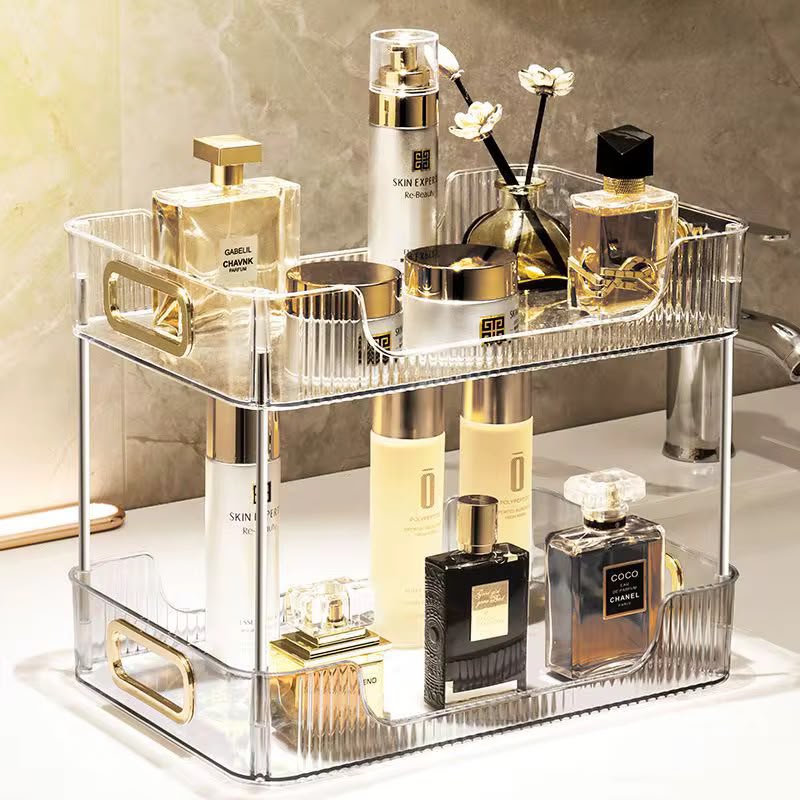 2-Tier Rectangular Countertop storage organizer / Multipurpose Organizer double layer Vanity Stand