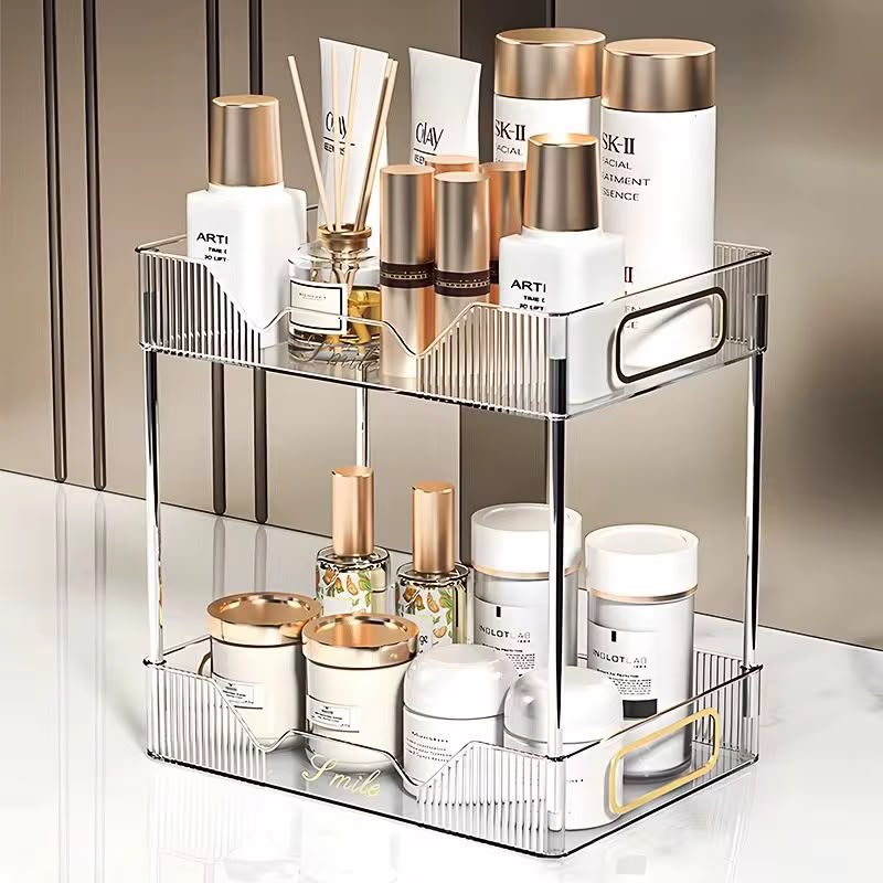 2-Tier Rectangular Countertop storage organizer / Multipurpose Organizer double layer Vanity Stand