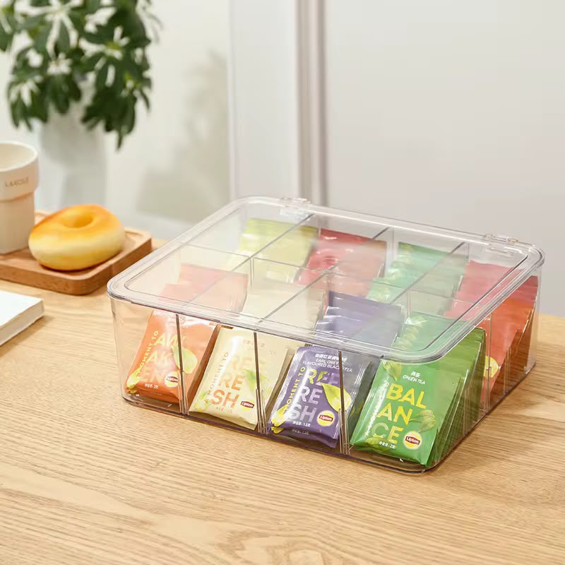 8 slot Tea Bag & Coffee Organizer Container with Removable Divider / multipurpose Organizer