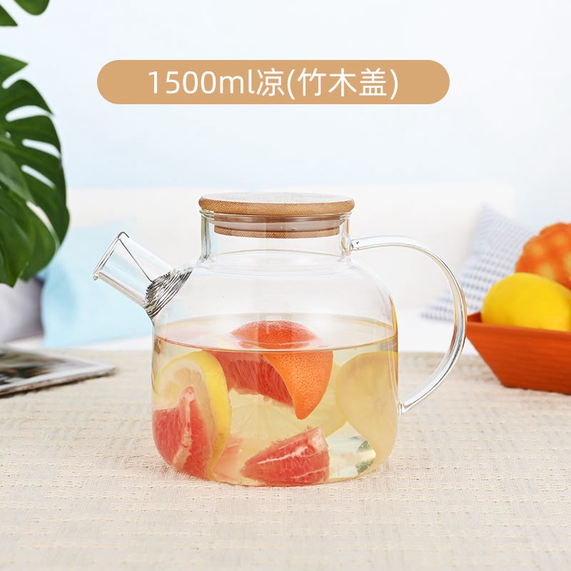 Glass Heat Resistant Water Pitcher with Bamboo Lid