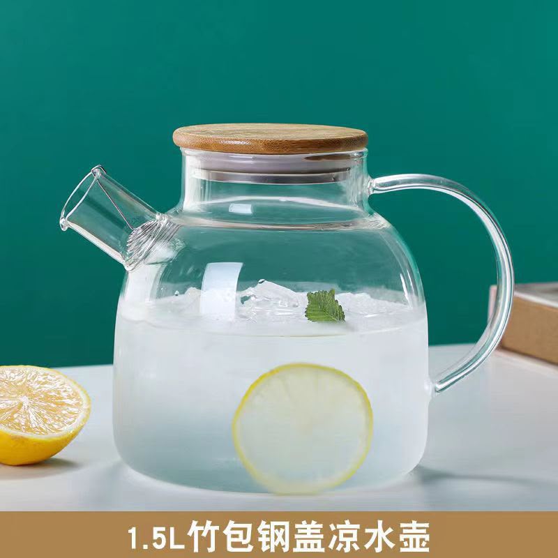 Glass Heat Resistant Water Pitcher with Bamboo Lid