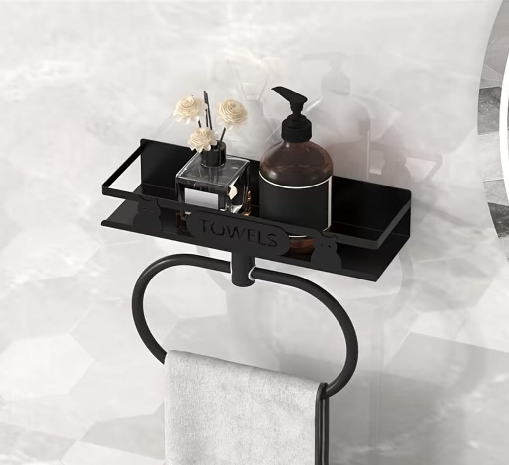 Bathroom Towel Rack with Storage Shelf