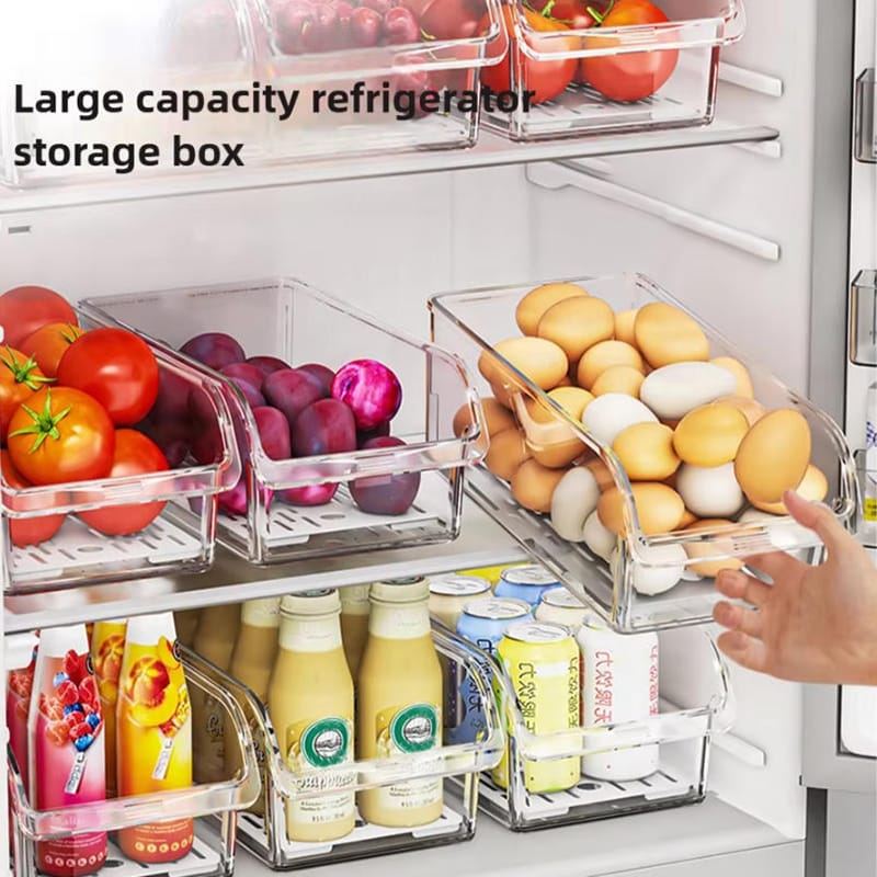 Acrylic fridge storage box with drain tray