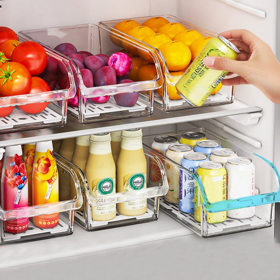 Acrylic fridge storage box with drain tray