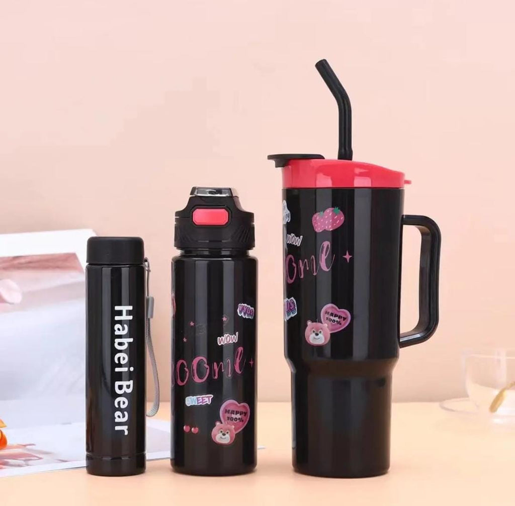 Leakproof 3 in 1 stylish water bottle set - Stanley mug design