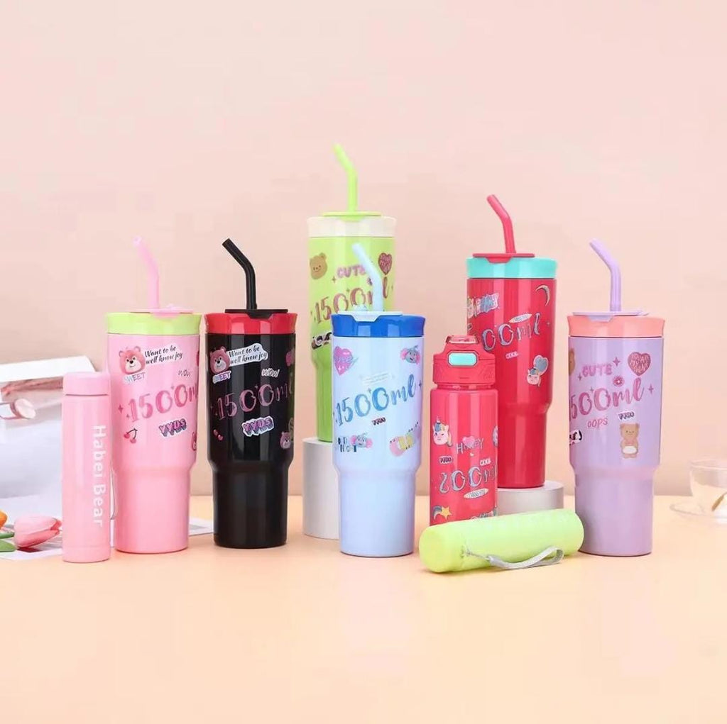 Leakproof 3 in 1 stylish water bottle set - Stanley mug design
