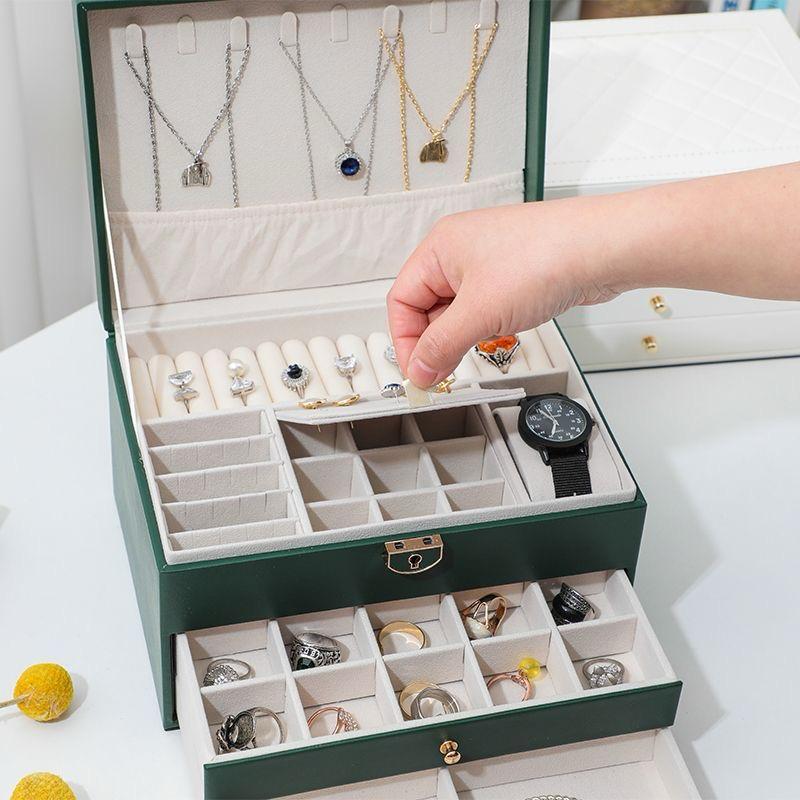 Multi-Layer Jewelry Storage Box Large Capacity Necklace \ Earrings Organizer Case