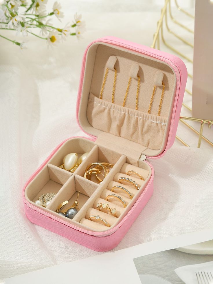 Portable Jewelry Travel Case Organizer/ Portable Mini Storage Boxes Display For Rings, Earrings, Necklaces