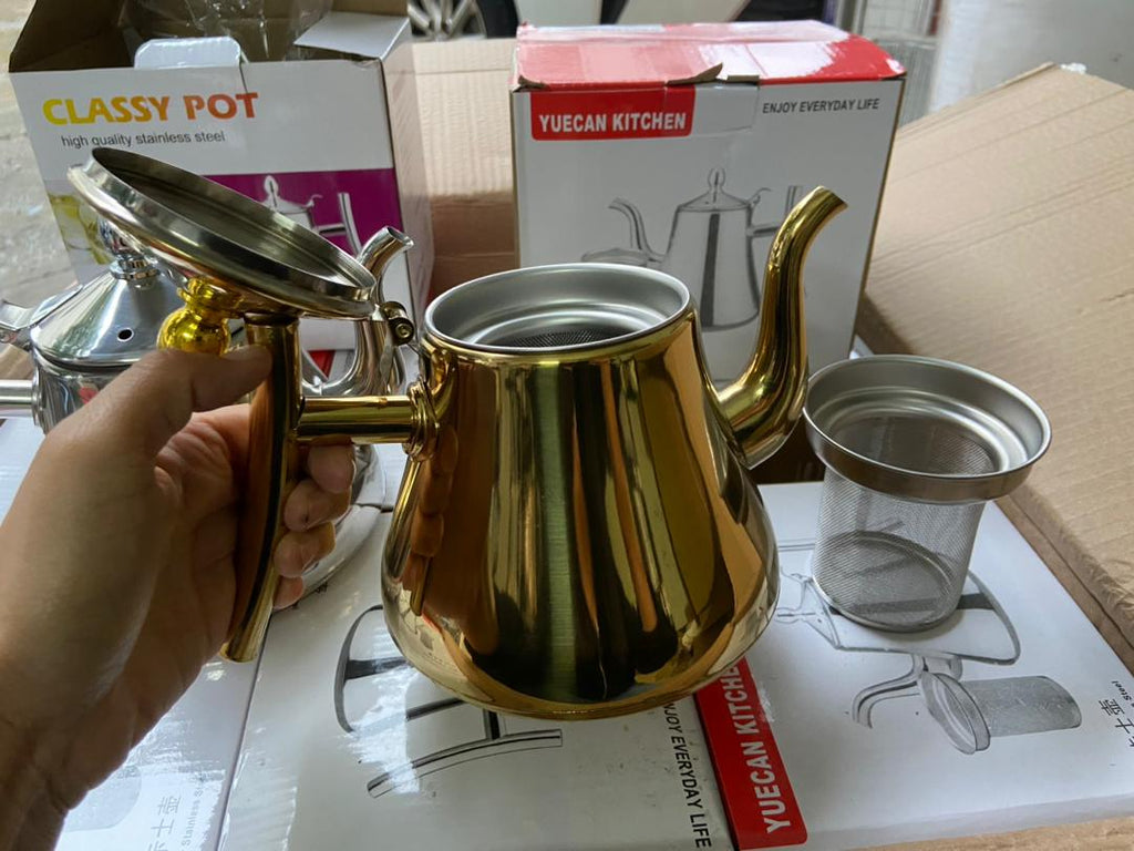 stainless steel teapot with infusion set