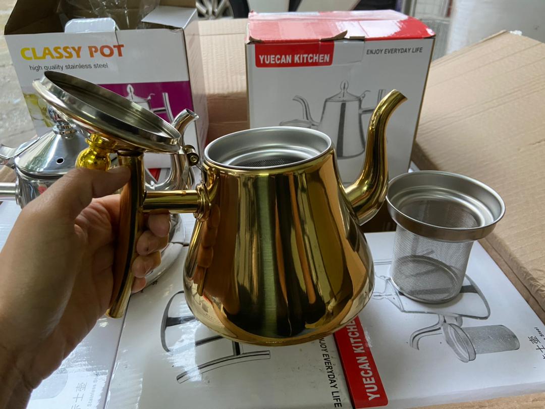 stainless steel teapot with infusion set