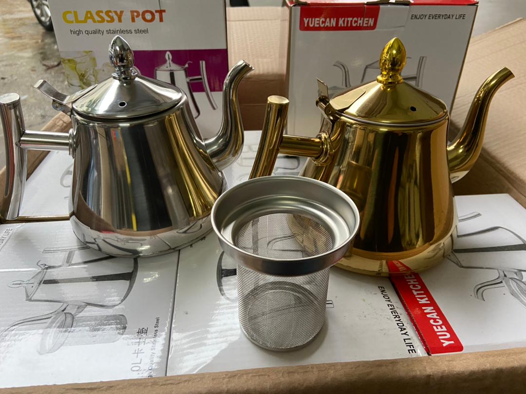 stainless steel teapot with infusion set