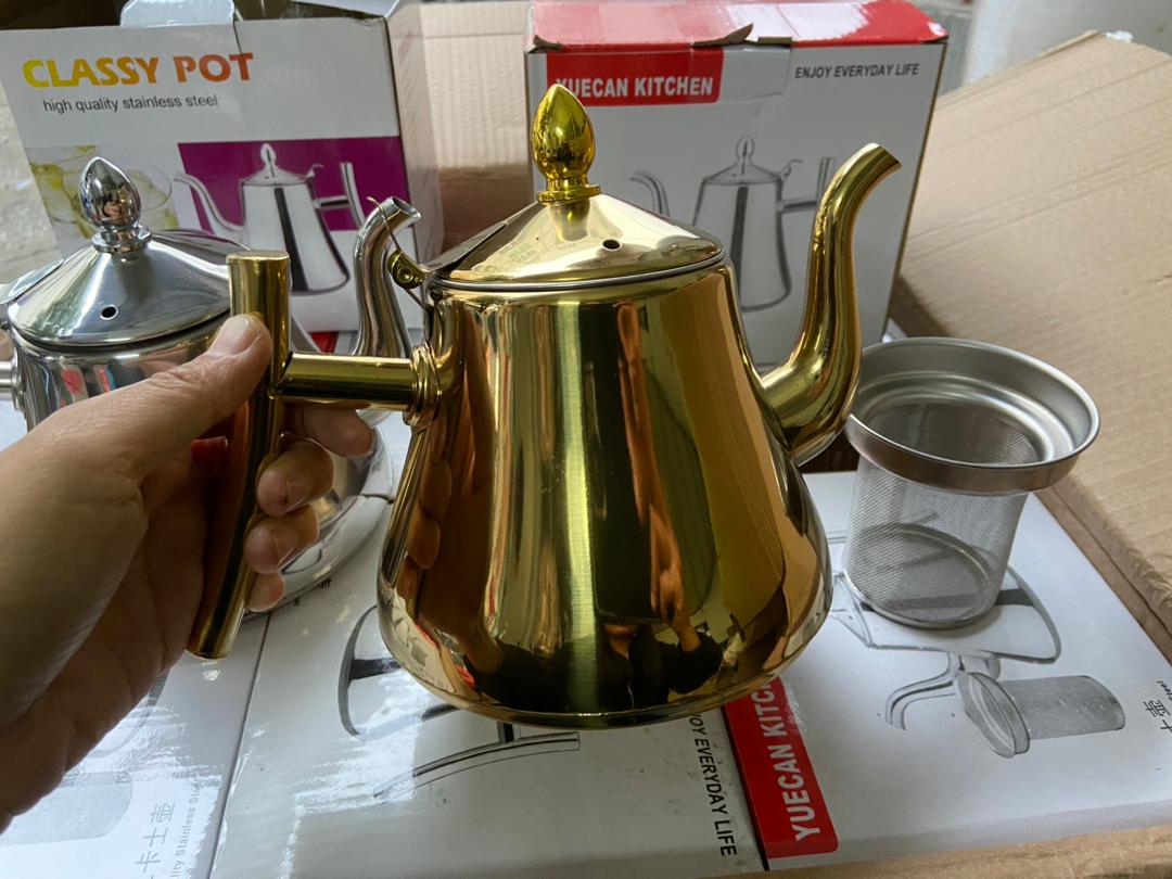 stainless steel teapot with infusion set