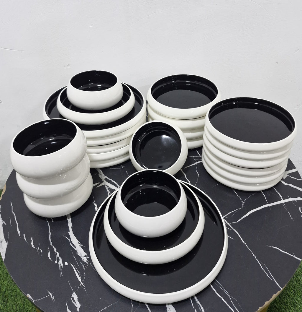 24pcs Elegant White Double glaze Ceramic Dinner set