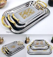 3pc metallic serving trays