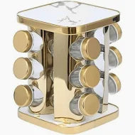 12 pcs rotatable marble white spice rack
